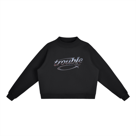 Essential Fleece Mock-Neck Crew Sweatshirt